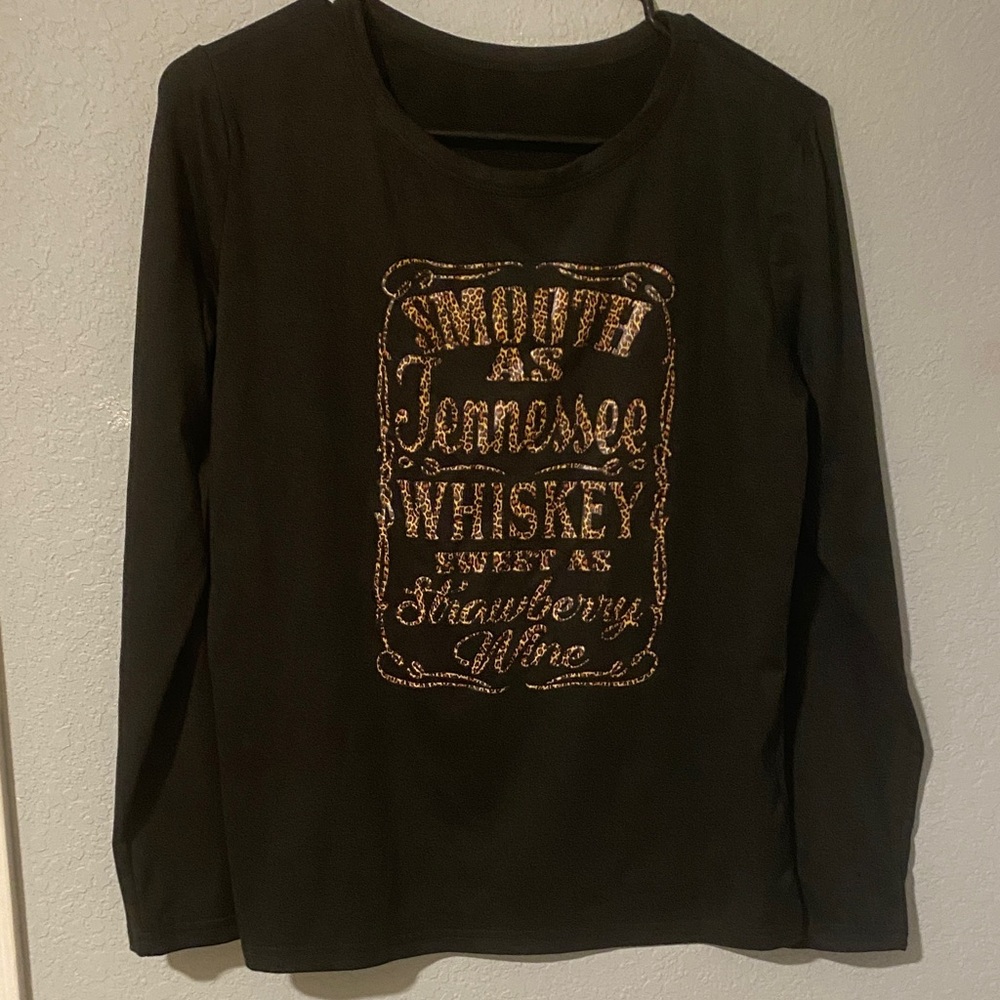 Womens Black Long Sleeve Graphic Tee